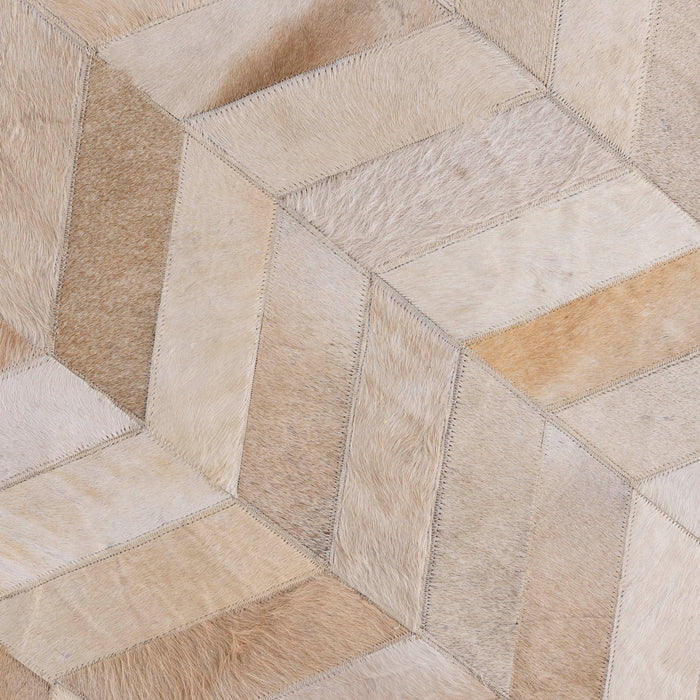 PTMD Joanne Beige Cowhair Patchwork Carpet Ovaal s-Vloerkleden-PTMD