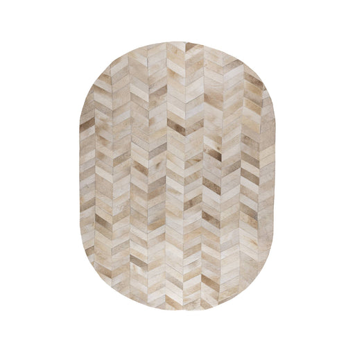 PTMD Joanne Beige Cowhair Patchwork Carpet Ovaal s-Vloerkleden-PTMD