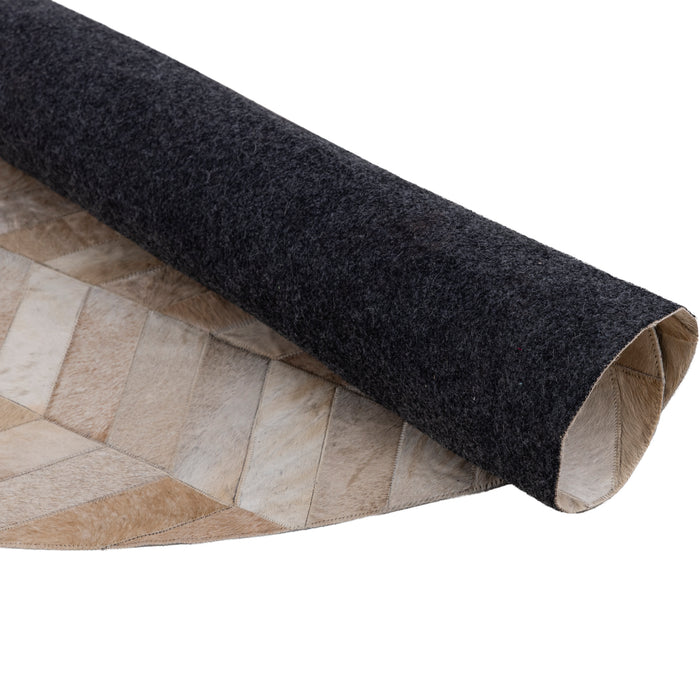 PTMD Joanne Beige Cowhair Patchwork Carpet Rond l-Vloerkleden-PTMD