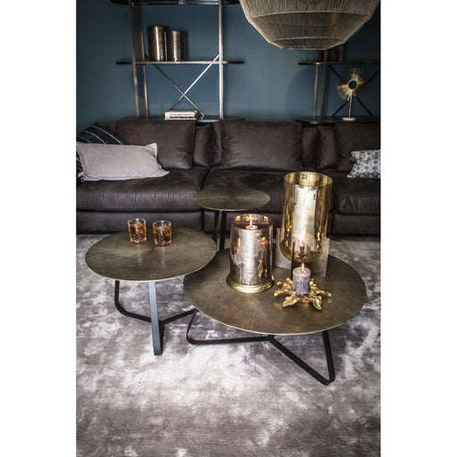 PTMD Kae Goud Aluminium Zwart Ijzer Rond Salontafel l-Salontafels-PTMD