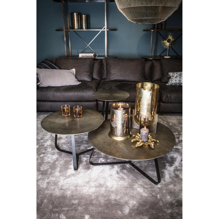PTMD Kae Goud Aluminium Zwart Ijzer Rond Salontafel l-Salontafels-PTMD