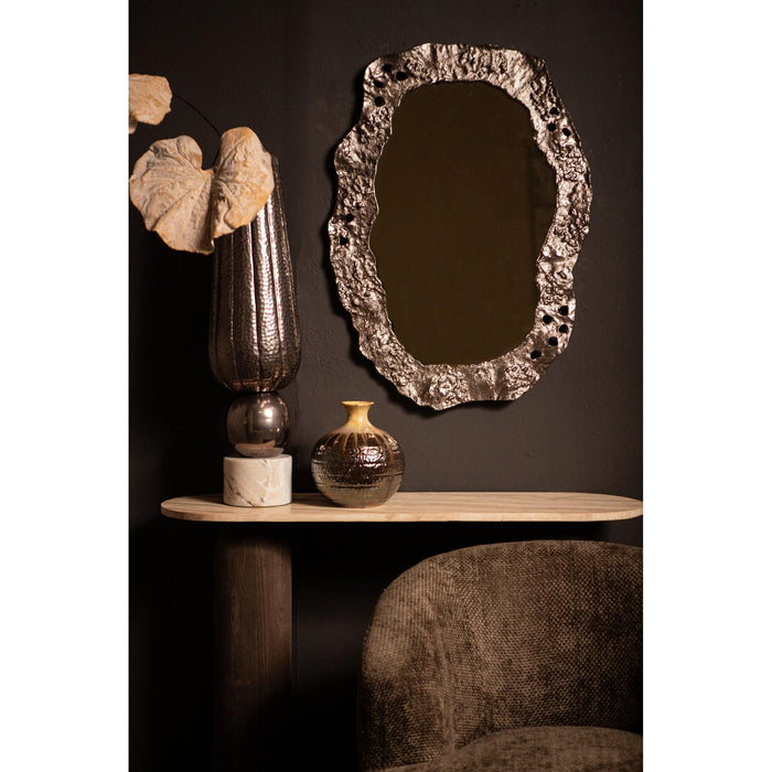 PTMD Kariss Bronze Gegotened Aluminium Spiegel Ruw Ovaal Vorm-Spiegels-PTMD