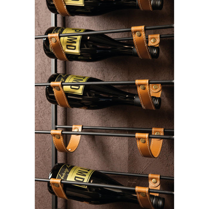PTMD Kyrann Zwart Rechthoekig Ijzer Wine Rack Met Leer-Wijnrekken-PTMD