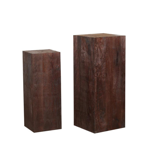 PTMD Kyro Bruin Sandblasted Mango Hout Pedestal sv2-Bijzettafels-PTMD