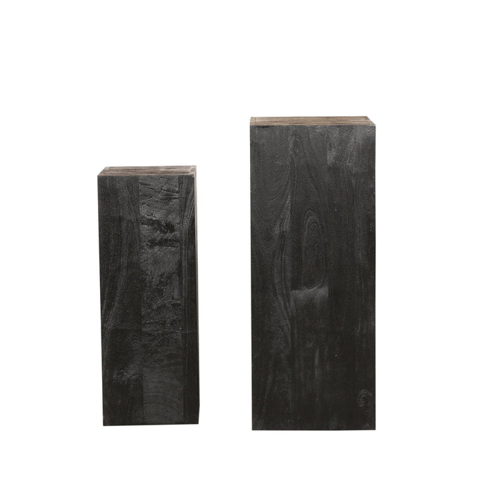 PTMD Kyro Zwart Sandblasted Mango Hout Pedestal sv2-Bijzettafels-PTMD