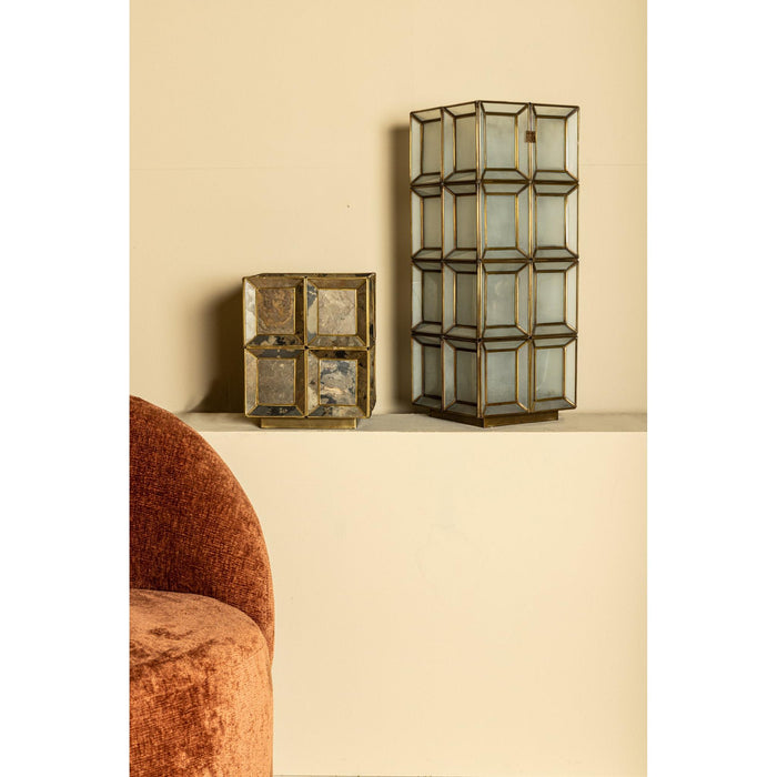 PTMD Layra Messing Steen Fineer Tafel Lamp Antiek Laag-Tafellampen-PTMD