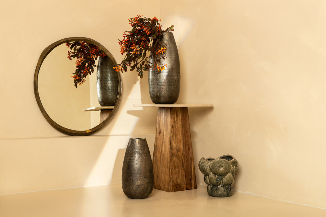 PTMD Limera Messing Aluminium Rond Spiegel Irregular Border s-Spiegels-PTMD