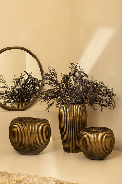 PTMD Limera Messing Aluminium Rond Spiegel Irregular Border s-Spiegels-PTMD