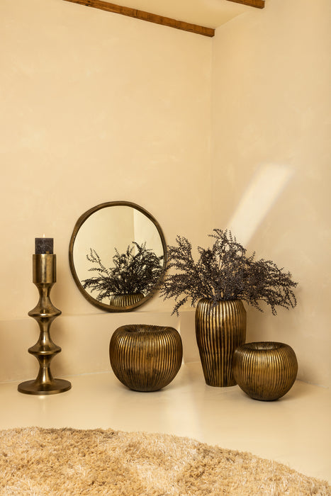 PTMD Limera Messing Aluminium Rond Spiegel Irregular Border s-Spiegels-PTMD