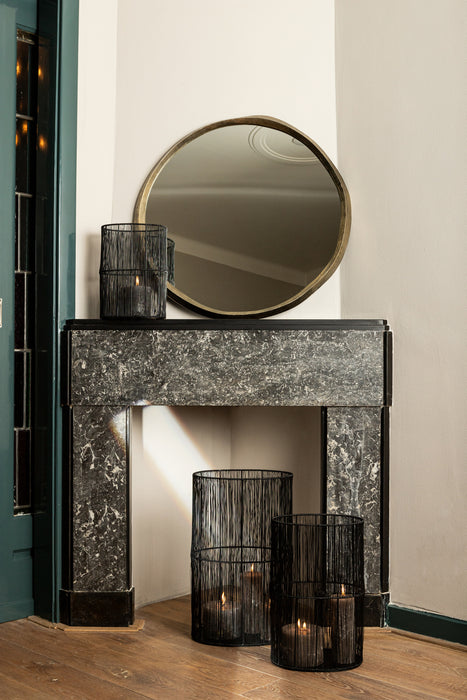 PTMD Limera Messing Aluminium Rond Spiegel Irregular Border s-Spiegels-PTMD