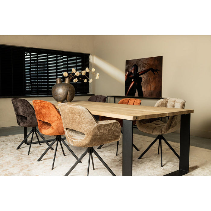 PTMD Link Eetkamerstoel Berge 3032 Roestkleurig Stof Metaal Poot-Eetkamerstoelen-PTMD