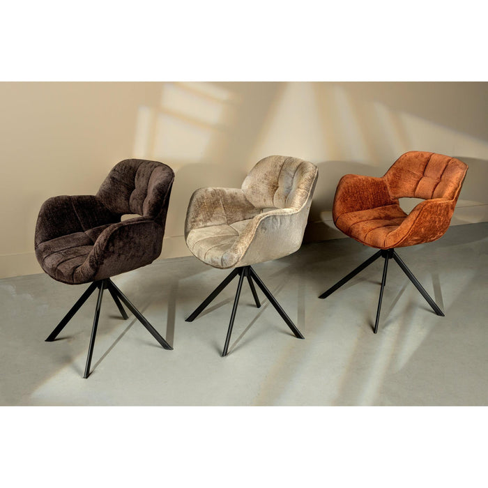 PTMD Link Eetkamerstoel Berge 3032 Roestkleurig Stof Metaal Poot-Eetkamerstoelen-PTMD