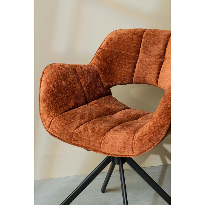 PTMD Link Eetkamerstoel Berge 3032 Roestkleurig Stof Metaal Poot-Eetkamerstoelen-PTMD