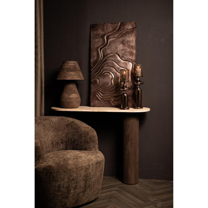 PTMD Liora Bruin Mango Hout Bijzettafel Marmer Top Ovaal-Bijzettafels-PTMD