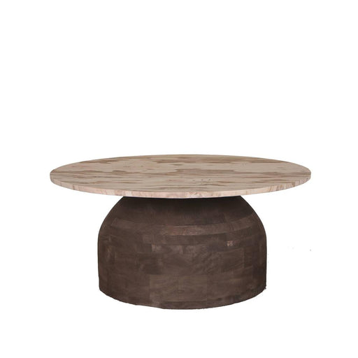 PTMD Liora Bruin Mango Hout Salontafel w Marmer Top-Salontafels-PTMD