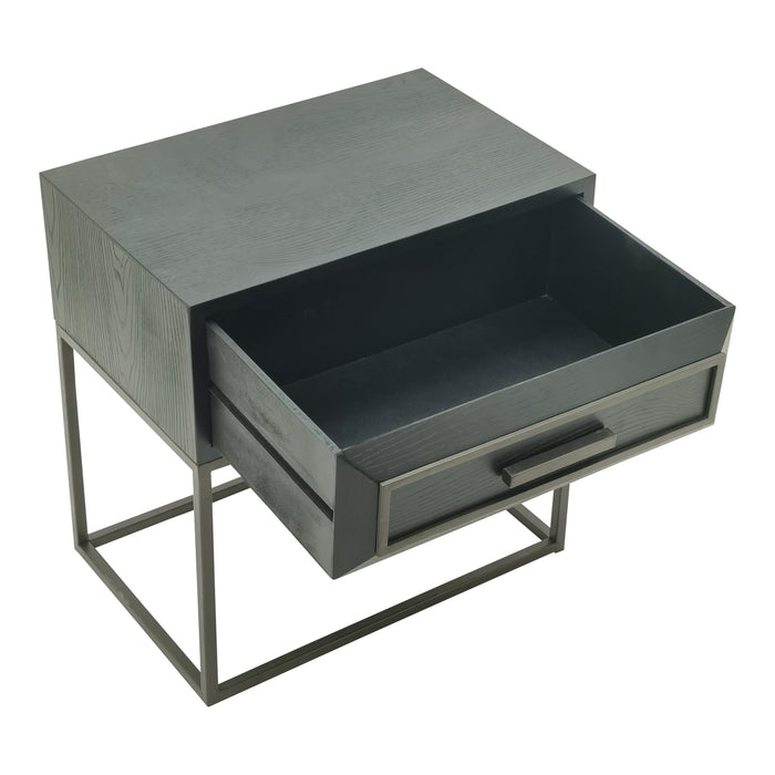 PTMD Lixly Zwart Hout Ijzer Frame Bedside Kast-Kasten-PTMD