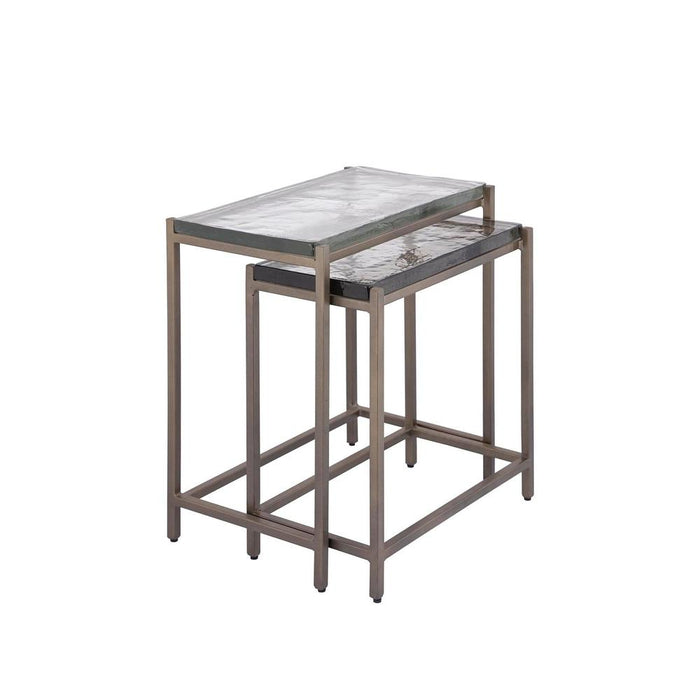 PTMD Lucinde Messing Ijzer Bijzettafel Thick Glas Rect sv2-Bijzettafels-PTMD