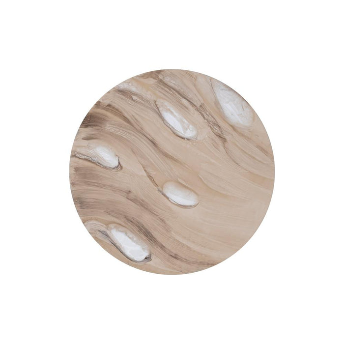 PTMD Maran Crème Glanzend Ijzersidetable Rond l-Bijzettafels-PTMD