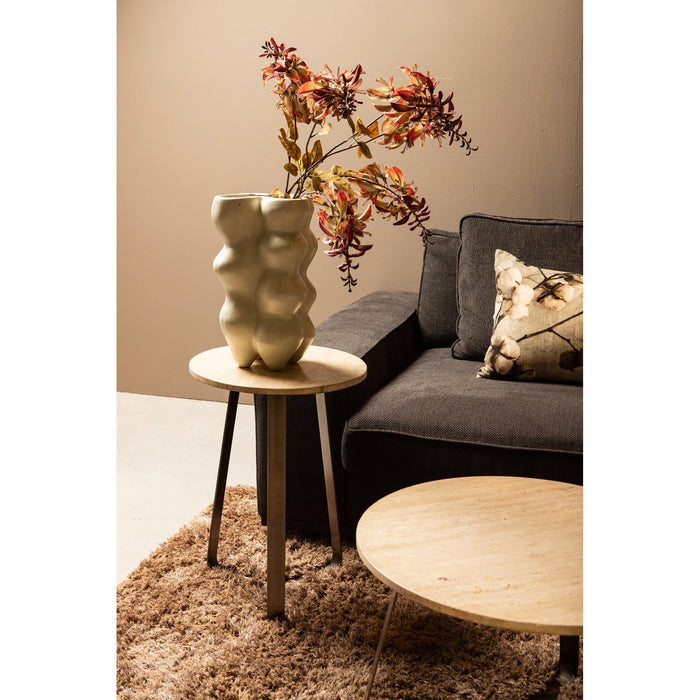 PTMD Micka Zwart Travertine Coffeetable Rond Small-Salontafels-PTMD