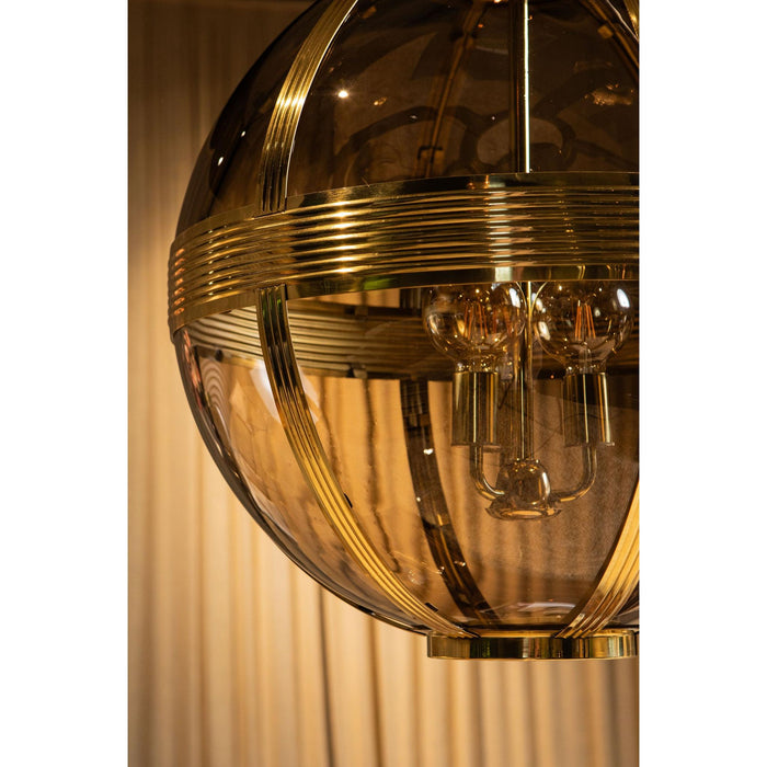 PTMD Mikk Messing Antiek Luster Glas Hangend Lamp Rnd l-Hanglampen-PTMD