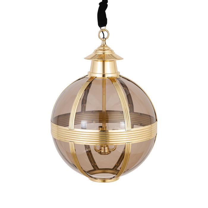 PTMD Mikk Messing Antiek Luster Glas Hangend Lamp Rnd m-Hanglampen-PTMD