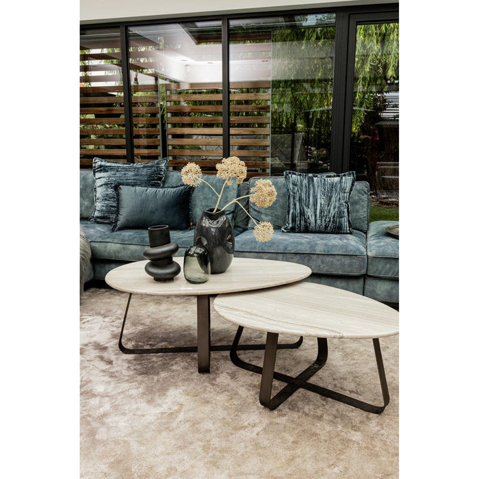 PTMD Muka Coffeetable Hoog Dark Grijs Base Wit Marmer-Salontafels-PTMD