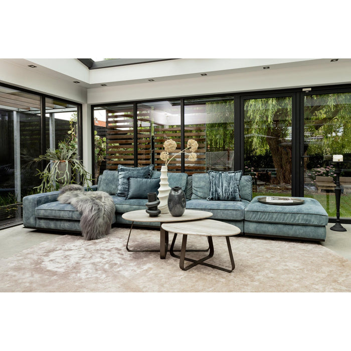 PTMD Muka Coffeetable Laag Dark Grijs Base Wit Marmer-Salontafels-PTMD