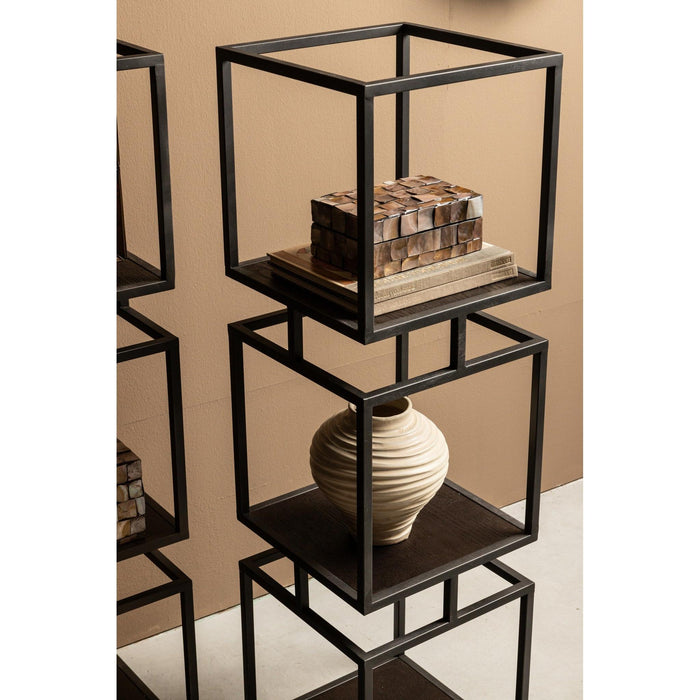 PTMD Nanci Zwart Ijzer Open Cube Kast m-Vakkenkasten-PTMD