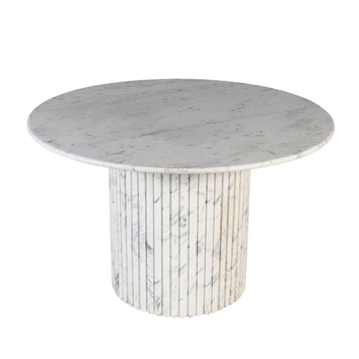 PTMD Neelim Wit Marmer Eettafel Ribbed Base Rond-Eettafels-PTMD