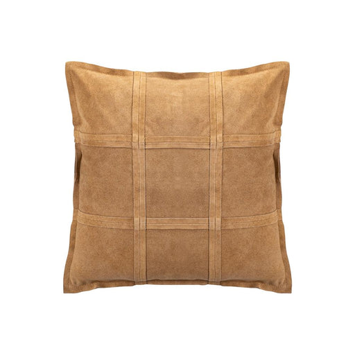 PTMD PTMD Cobie Bruin Suède Leer Sierkussen Vierkant – Luxe Woondecoratie-Kussens-PTMD