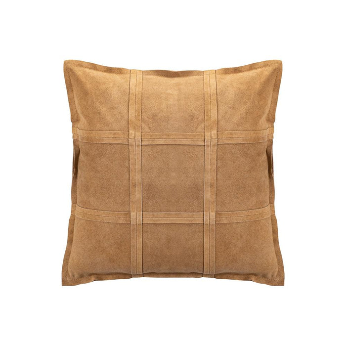 PTMD PTMD Cobie Bruin Suède Leer Sierkussen Vierkant – Luxe Woondecoratie-Kussens-PTMD
