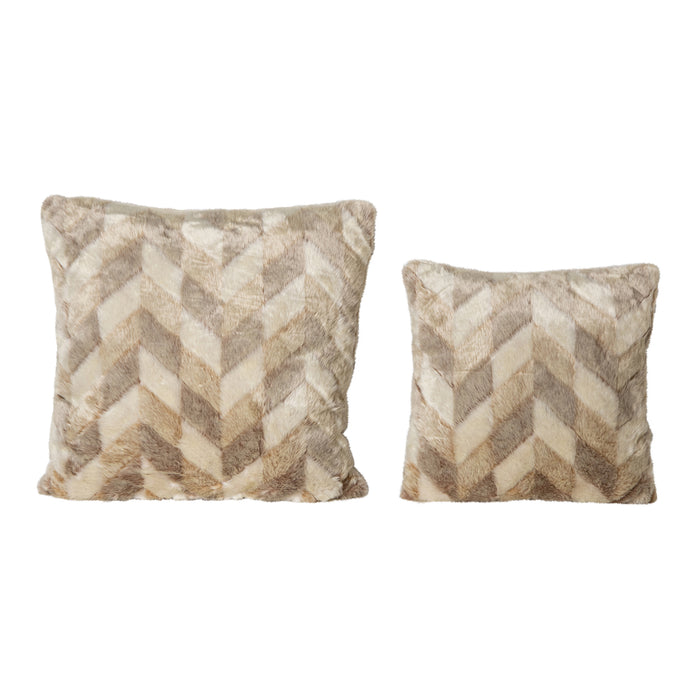 PTMD PTMD Kathleen Crème Imitatiebont Sierkussen Vierkant – Luxe Woondecoratie-Kussens-PTMD