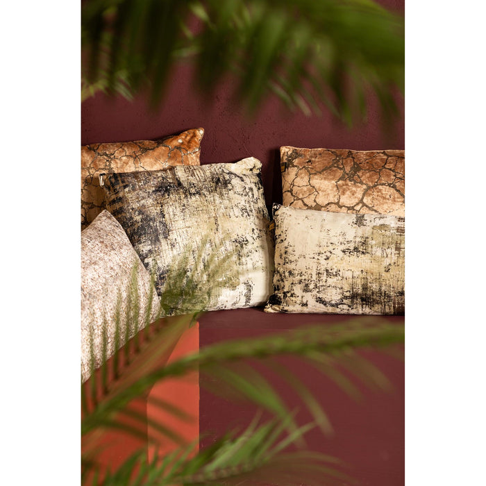 PTMD PTMD Kyleen Velvet Sierkussen Vierkant Met Print – Luxe Woondecoratie-Kussens-PTMD