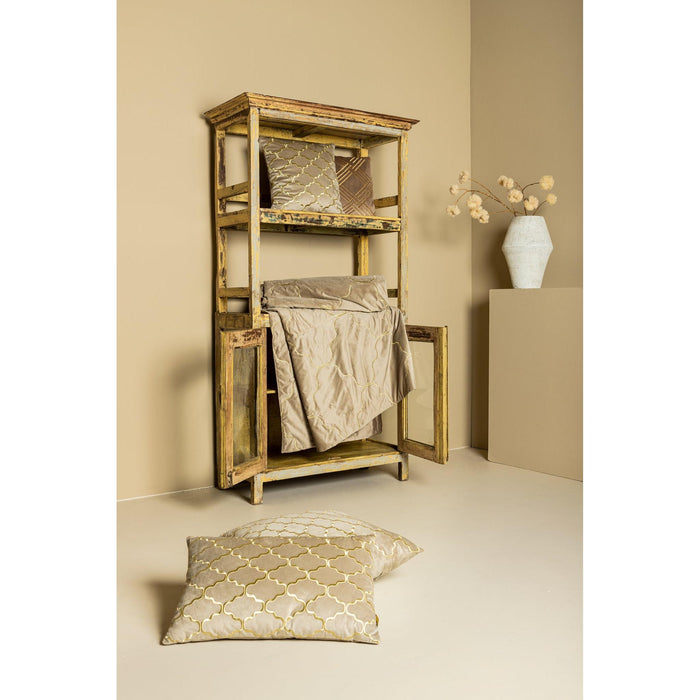 PTMD PTMD Lizze Beige Velvet Sierkussen Vierkant – Luxe Woondecoratie-Kussens-PTMD