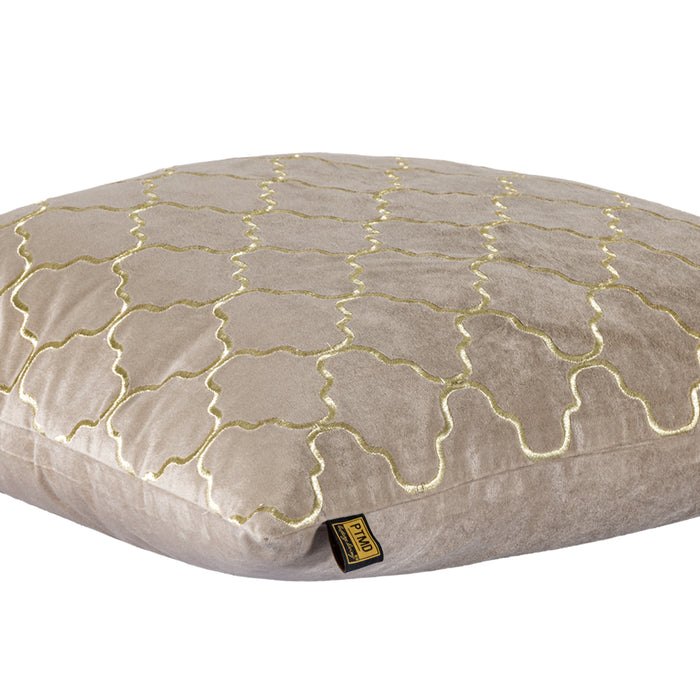 PTMD PTMD Lizze Beige Velvet Sierkussen Vierkant – Luxe Woondecoratie-Kussens-PTMD