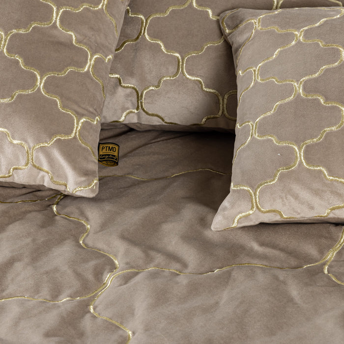 PTMD PTMD Lizze Beige Velvet Sierkussen Vierkant – Luxe Woondecoratie-Kussens-PTMD