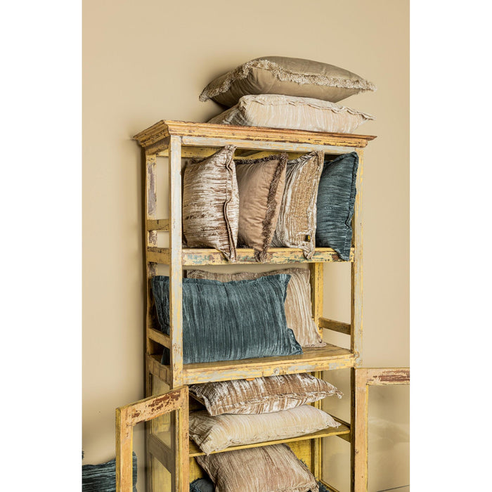 PTMD PTMD Nous Beige Velvet Sierkussen Rechthoek Met Franjes – Luxe Woondecoratie-Kussens-PTMD