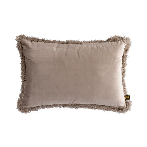 PTMD PTMD Nous Beige Velvet Sierkussen Rechthoek Met Franjes – Luxe Woondecoratie-Kussens-PTMD