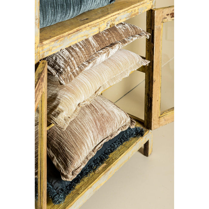 PTMD PTMD Nous Beige Velvet Sierkussen Vierkant Met Franjes – Luxe Woondecoratie-Kussens-PTMD