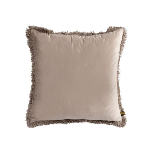 PTMD PTMD Nous Beige Velvet Sierkussen Vierkant Met Franjes – Luxe Woondecoratie-Kussens-PTMD