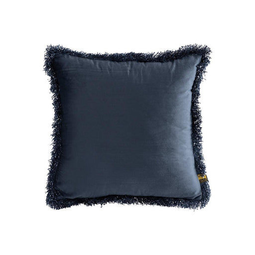 PTMD PTMD Nous Blauw Velvet Sierkussen Vierkant Met Franjes – Luxe Woondecoratie-Kussens-PTMD