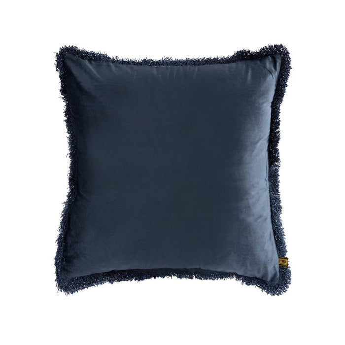 PTMD PTMD Nous Blauw Velvet Sierkussen Vierkant Met Franjes – Luxe Woondecoratie-Kussens-PTMD