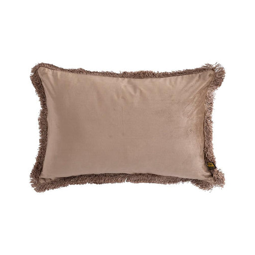 PTMD PTMD Nous Taupe Velvet Sierkussen Rechthoek Met Franjes – Luxe Woondecoratie-Kussens-PTMD