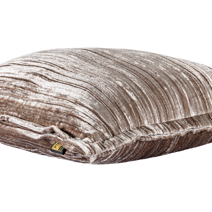 PTMD PTMD Senny Beige Velvet Sierkussen Vierkant Met Ruffle Rand – Luxe Woondecoratie-Kussens-PTMD