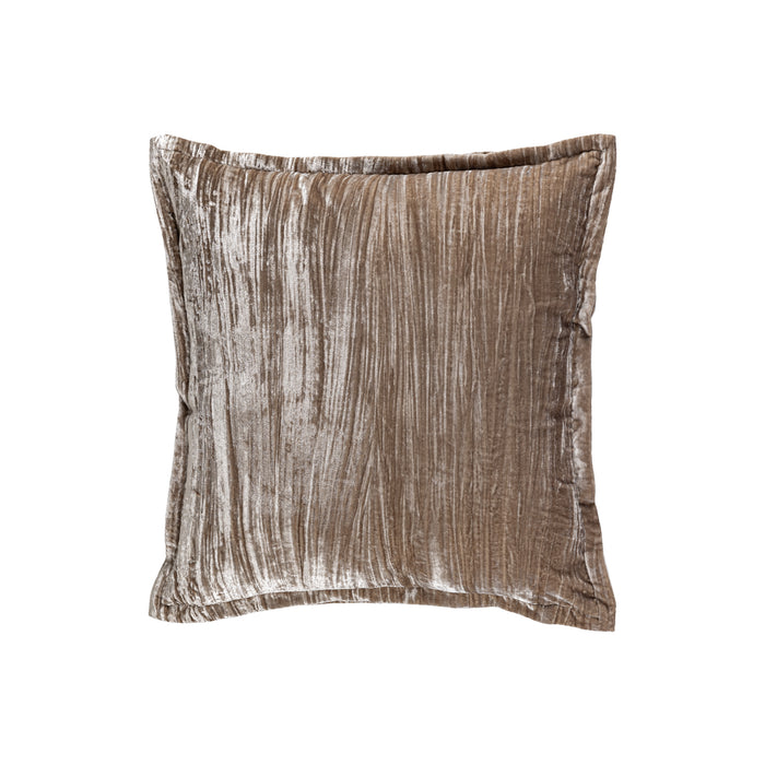PTMD PTMD Senny Taupe Velvet Sierkussen Vierkant Met Ruffle Rand – Luxe Woondecoratie-Kussens-PTMD