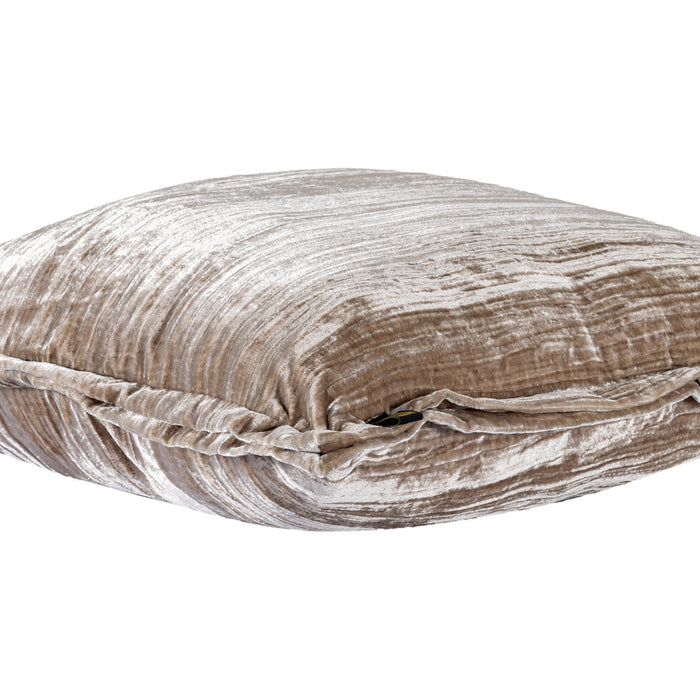 PTMD PTMD Senny Taupe Velvet Sierkussen Vierkant Met Ruffle Rand – Luxe Woondecoratie-Kussens-PTMD