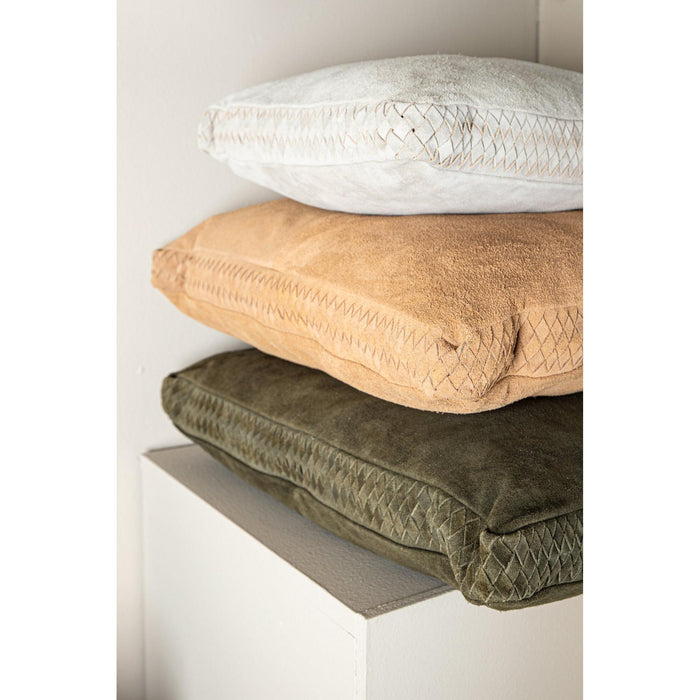 PTMD PTMD Suky Bruin Suède Leer Sierkussen Vierkant – Luxe Woondecoratie-Kussens-PTMD