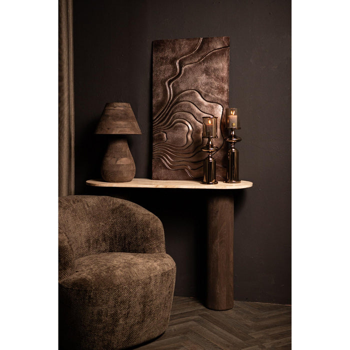 PTMD Peake Bruin Mango Hout Rond Tafel Lamp Big-Tafellampen-PTMD