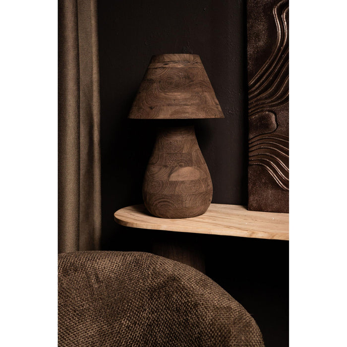 PTMD Peake Bruin Mango Hout Rond Tafel Lamp Laag-Tafellampen-PTMD