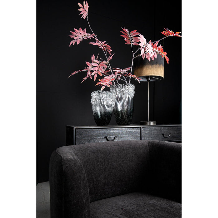 PTMD Ray Zwart Houten Bijzettafel Metaal Frame 2 Lade-Bijzettafels-PTMD